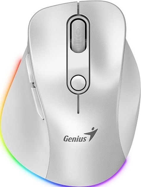 MOUSE GENIUS ERGO 9000S PRO RECARGABLE DUAL WIRELESS/BT 6-BOT SILENT RGB PEARL WHITE  (31030039400) (NT8)2
