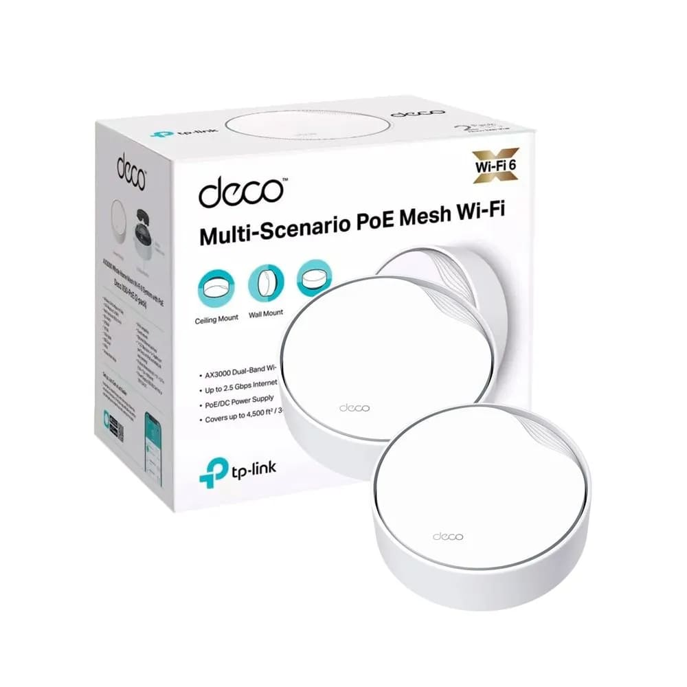 SISTEMA DE WIFI TP-LINK MESH DECO X50-POE (PAQX2) AX3000 2BAND (Deco X50-PoE(2-pack)) (NT6)2