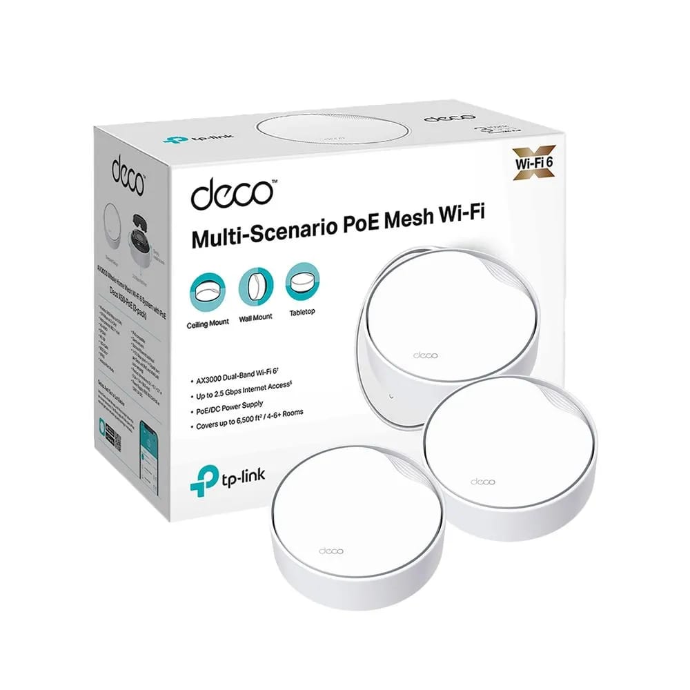 SISTEMA DE WIFI TP-LINK MESH DECO X50-POE (PAQX3) AX3000 2BAND (Deco X50-PoE(3-pack)) (NT6)2