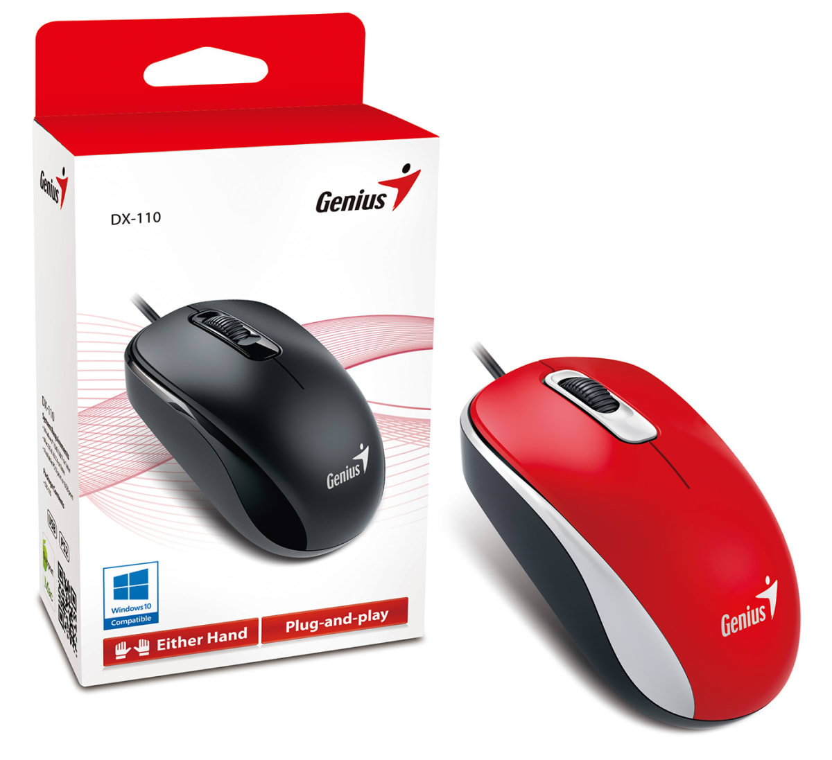MOUSE GENIUS DX-110 USB OPTICO 1000 DPI RED (31010116104) (NT8) 0