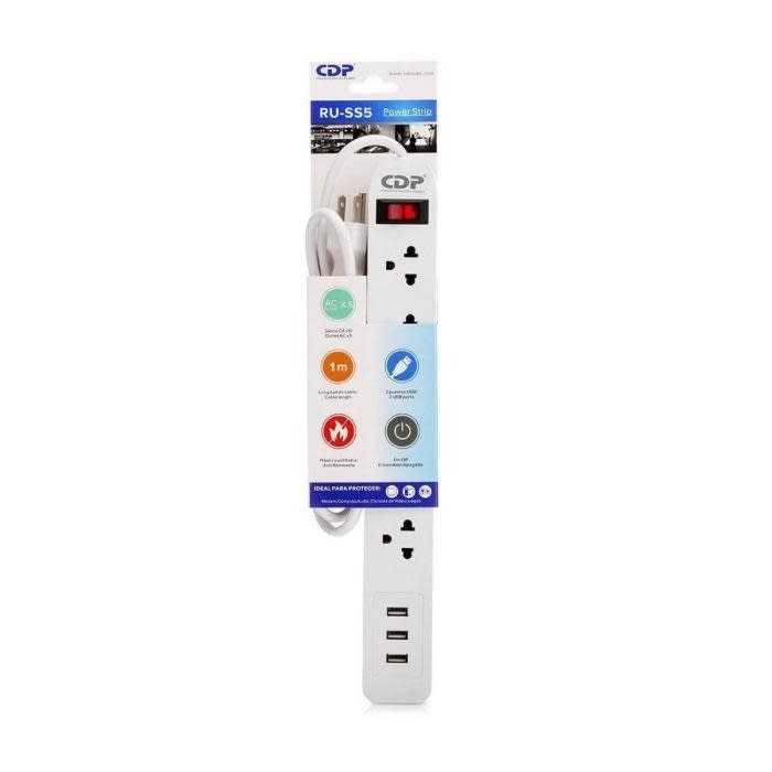 SUPRESOR DE PICOS CDP 220V 05 TOMAS WHITE (R-SS5) (NT8)2