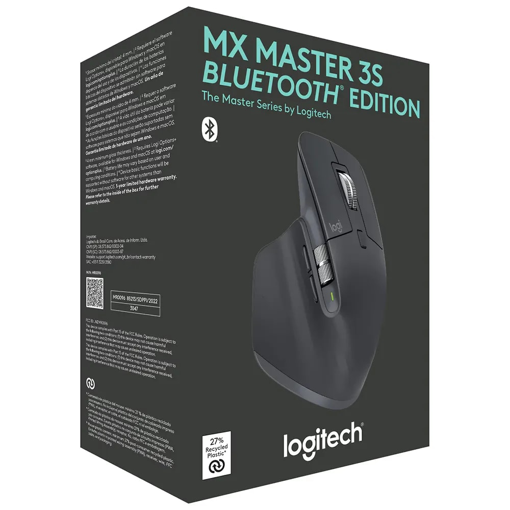 MOUSE LOGITECH MX MASTER 3S BLUETOOTH/8K DPI/GRAFITO (910-007502) (NT8)4