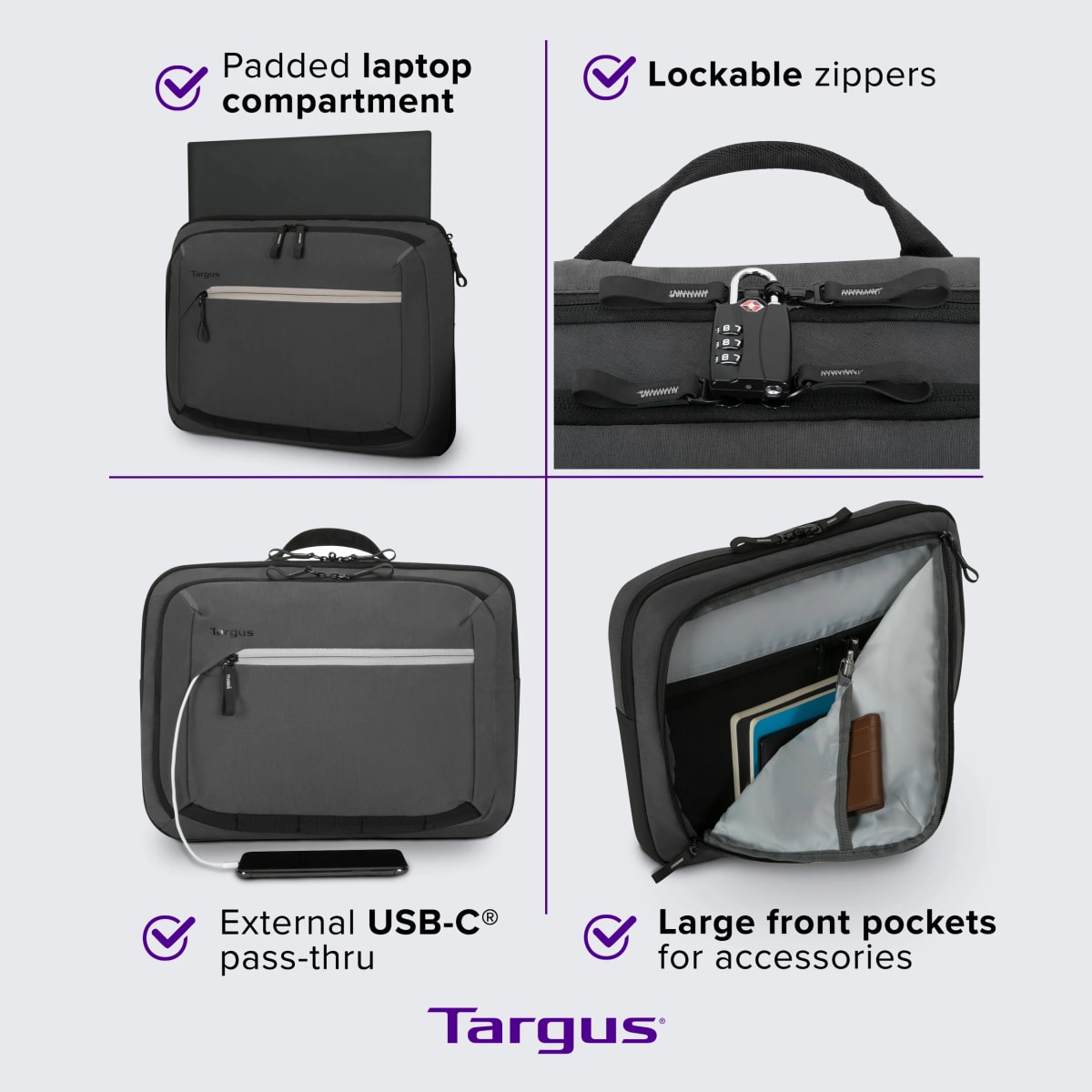 MALETIN TARGUS CONVERTIBLE CITY FUSION 14'' GREY (TBM571GL)5