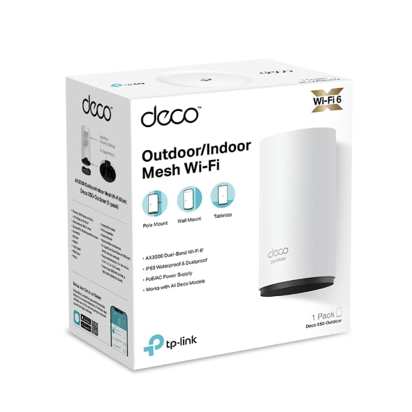 SISTEMA DE WIFI TP-LINK MESH DECO X50-OUTDOOR (PAQX1) AX3000 2BAND (Deco X50-Outdoor(1-pack)) (NT6)4