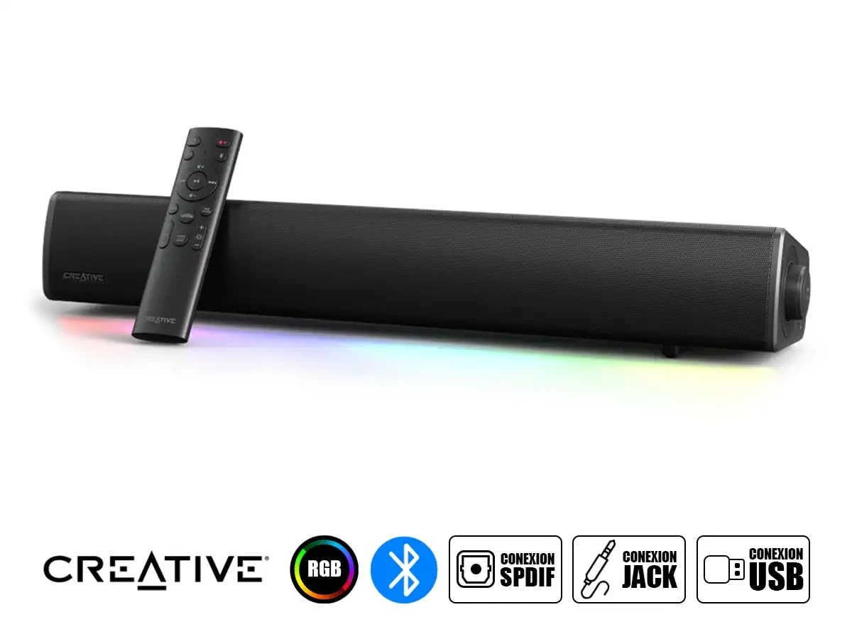 PARLANTE CREATIVE GAMING SOUND BAR GS5 RGB 60W BT/USB-C NEGRO (51MF8470AA000) (NT8)2