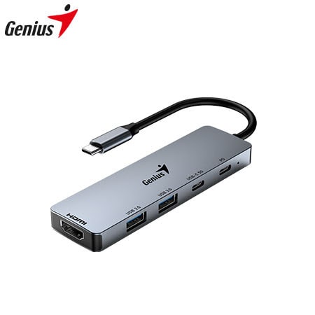 HUB GENIUS USB-C UH-500 2 USB-A 3.0 1 HDMI 4K POWER DELIVERY 100W SILVER (31240003400) (NT8)2