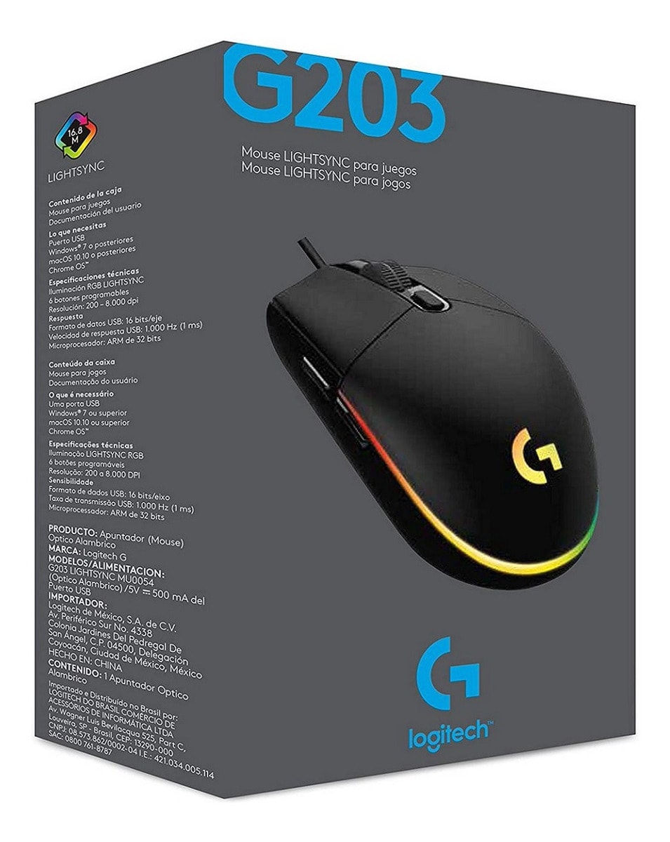 MOUSE GAMER LOGITECH G203 LIGHTSYNC (910-005790)1