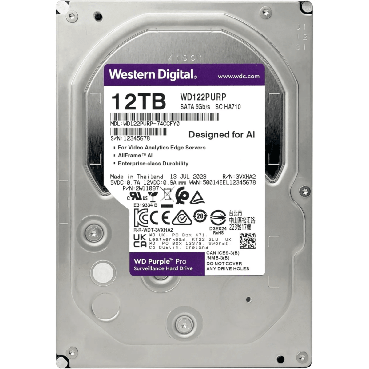 DISCO DURO WD PURPLE PRO PARA VIDEOVIGILANCIA 12TB, 512MB, 7200RPM (WD122PURP) (NT16)2