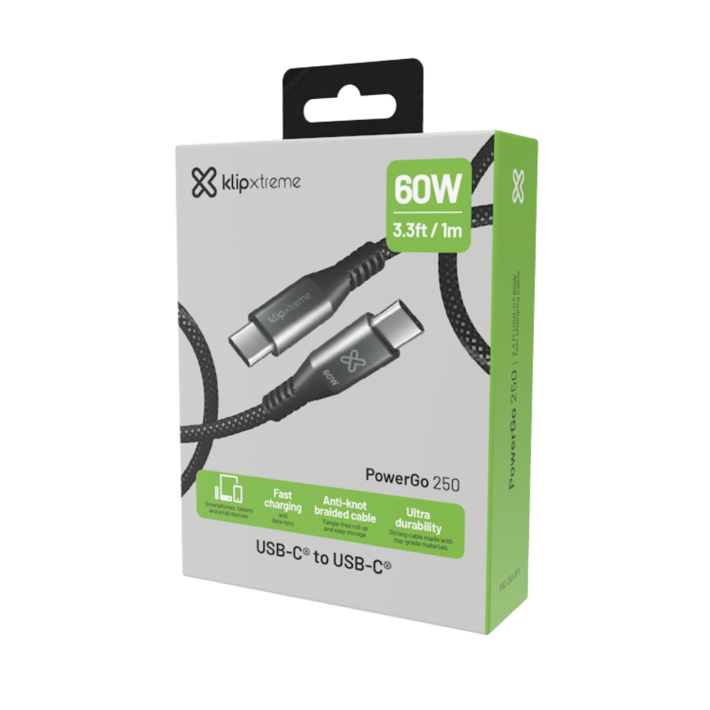 CABLE KLIPXTREME USB-A A USB-C, TRENZADO, 60W, 1M (KAC-250-3FT) (NT3)5