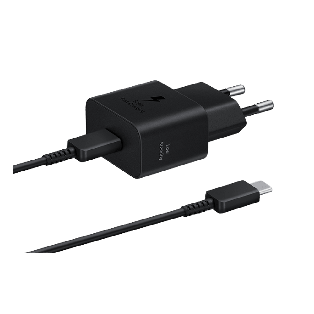 ADAPTADOR SAMSUNG DE CARGA RAPIDA USB-C, 25W, CON CABLE, COLOR NEGRO (EP-T2510XBEGWW) (NT4) 0