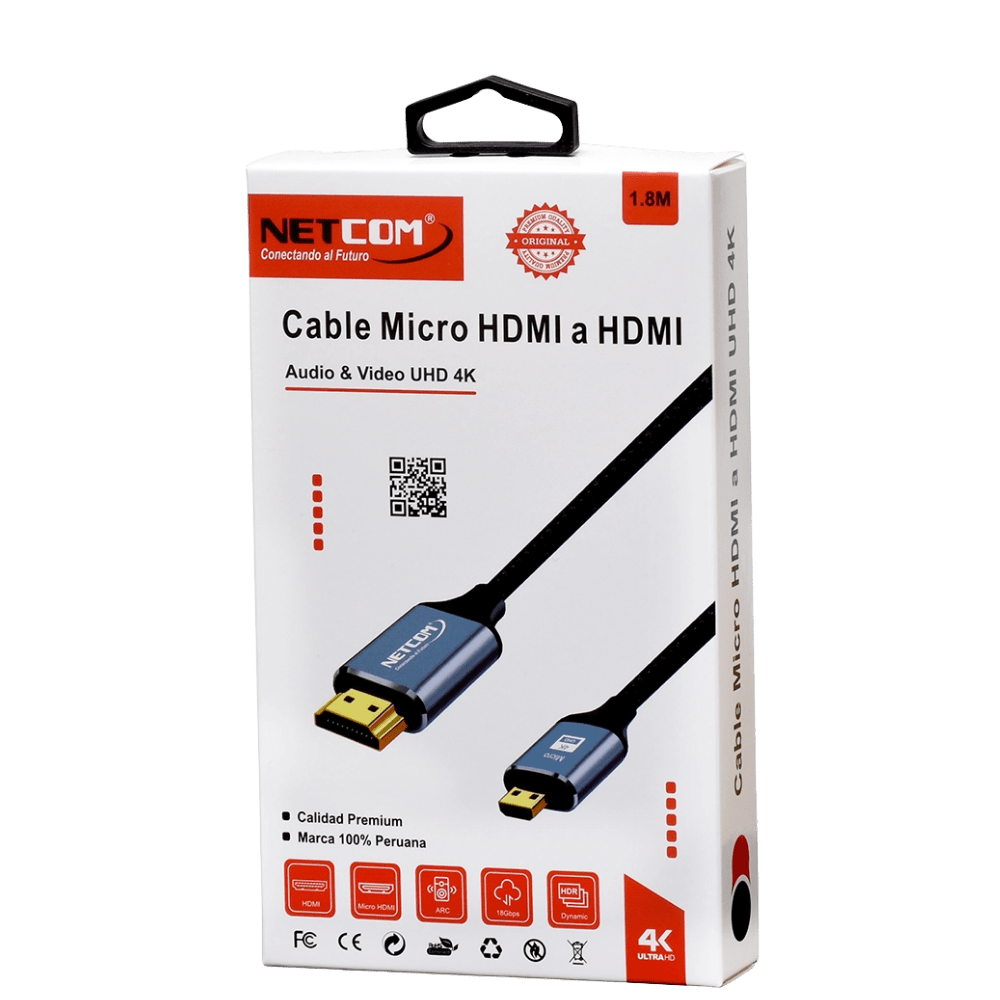 CABLE NETCOM MICRO HDMI A HDMI DE 1.80 MTS UHD 4K@60Hz V2.0 (PE-HD0832)3
