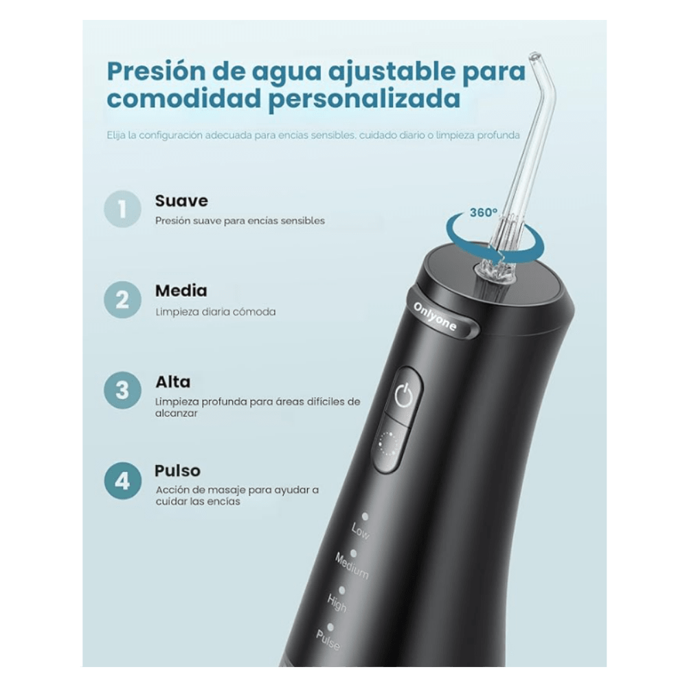 IRRIGADOR BUCAL ONLYONE PORTATIL INALÁMBRICO, 5 PUNTAS (B0D5RFBB7M)2