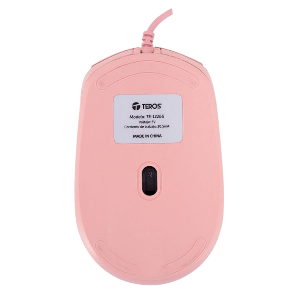MOUSE TEROS TE-1226S 800-1200-1600 DPI, USB, 4 BOTONES, COLOR ROSADO (TE-1226S)4
