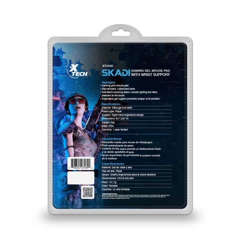 MOUSEPAD XTECH DE GEL SKADI ROSADO (XTA-530)2