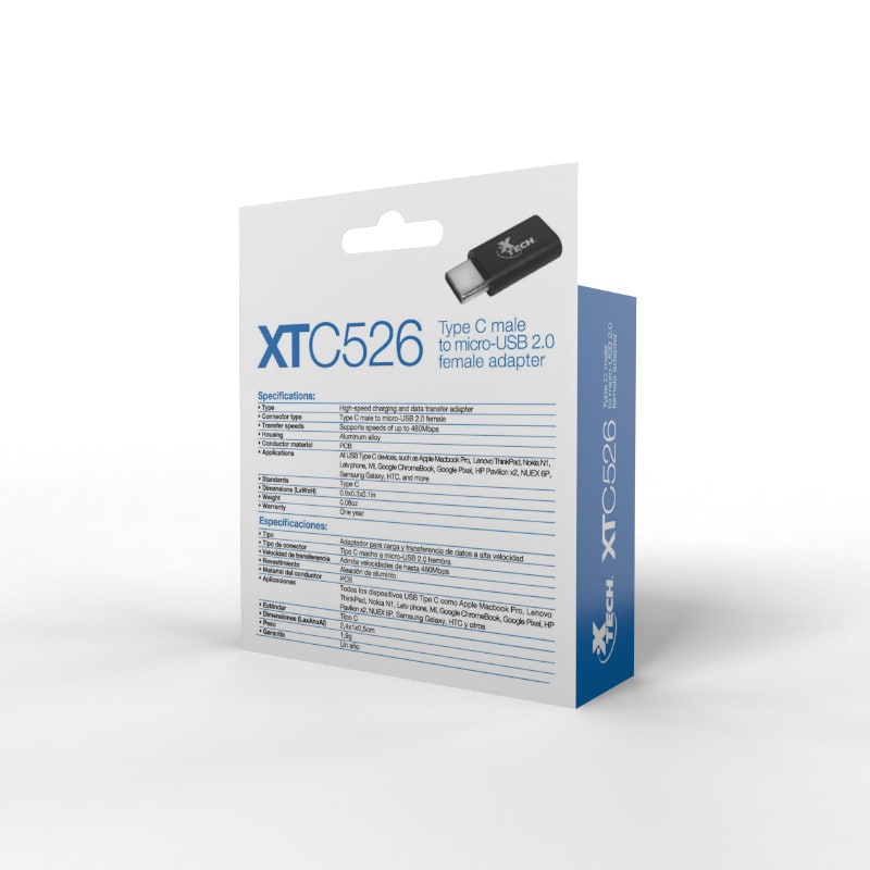 ADAPTADOR XTECH TIPO C MACHO A MICRO USB 2.0 HEMBRA (XTC-526)4