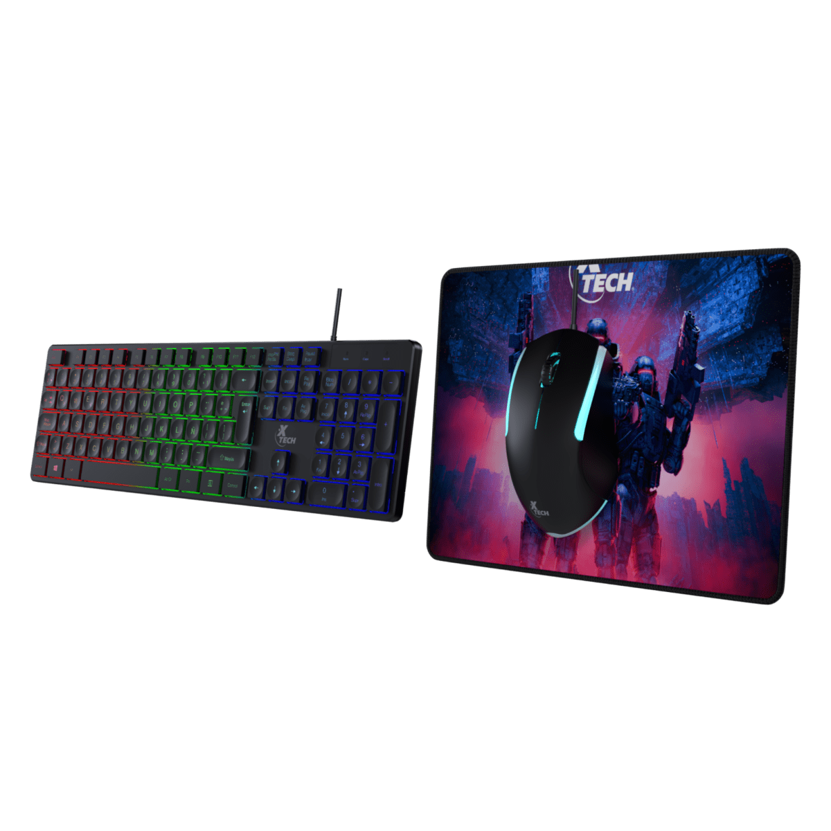 BUNDLE TECLADO, MOUSE Y PAD GAMER HASHA XTECH (XTK-535S) 0