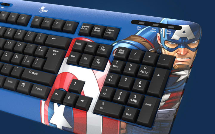 TECLADO CABLEADO XTECH EDICIÓN CAPITAN AMÉRICA (XTK-M401CA)2