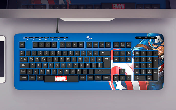 TECLADO CABLEADO XTECH EDICIÓN CAPITAN AMÉRICA (XTK-M401CA)3