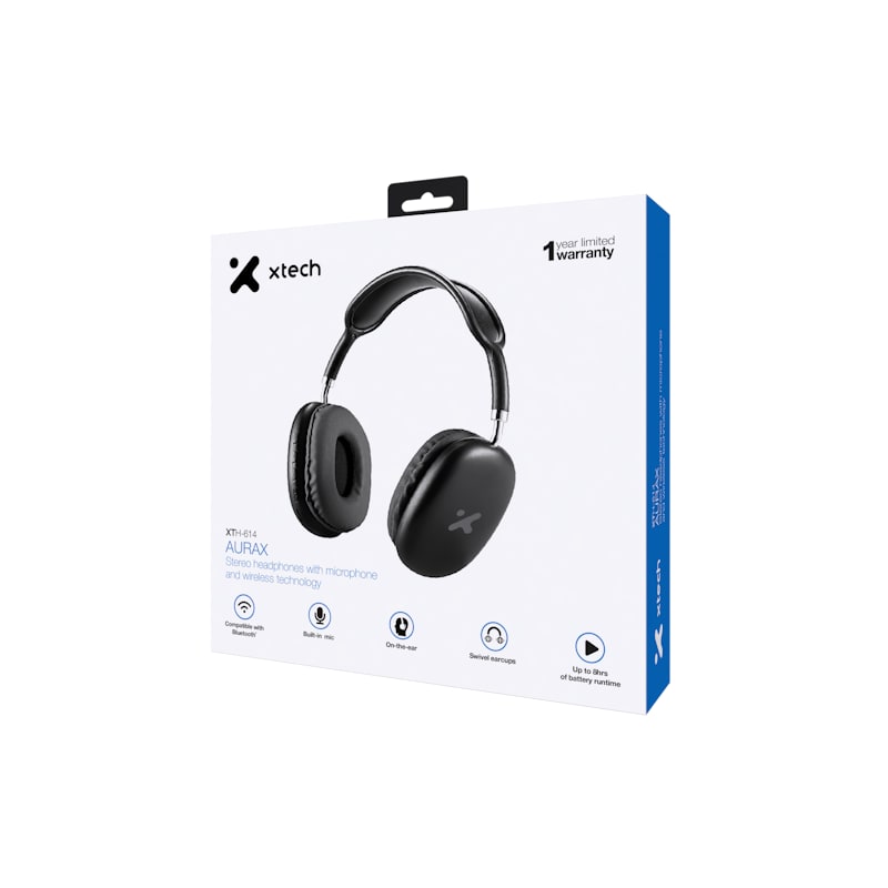AUDIFONO XTECH AURAX ESTEREO WIRELESS BT BLACK C/MICROFONO (XTH-614) (NT8)2