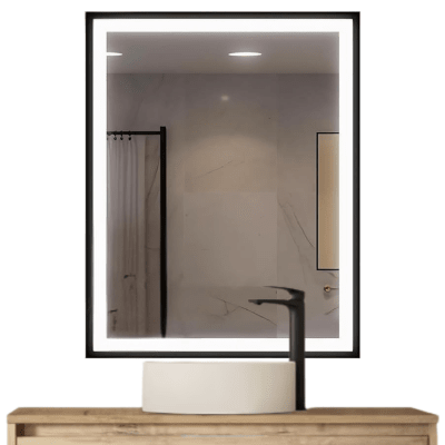 ESPEJO BAÑO CON LUZ LED ANTI-EMPAÑANTE MARCO NEGRO