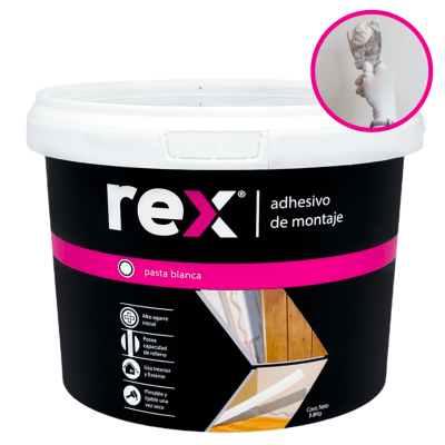 ADHESIVO MONTAJE PINTABLE BLANCO REX 3.8 KG