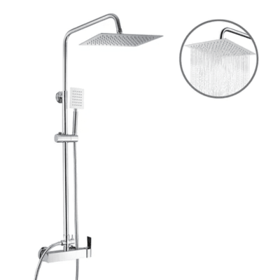 COLUMNA DUCHA RECTANGULAR MONOCOMANDO GRIS CROMADO TAUMM