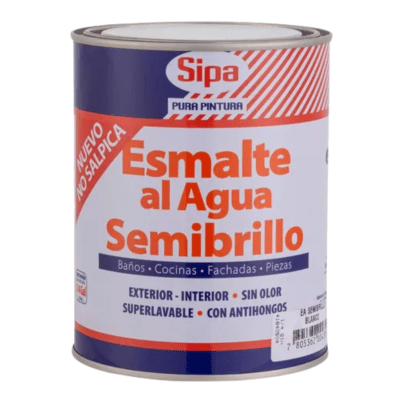 ESMALTE AL AGUA SEMIBRILLO 1/4GL SIPA1