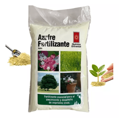 FERTILIZANTE MINERAL AZUFRE EN POLVO 1KG QUIMICA UNIVERSAL
