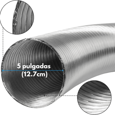 DUCTO TUBO ALUMINIO  2MT PARA EXTRACTOR VENTILACIÓN