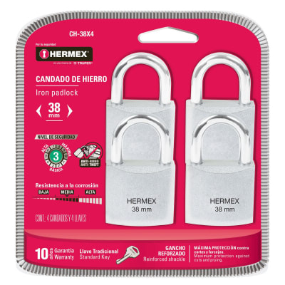 JUEGO 4 CANDADO HIERRO HERMEX