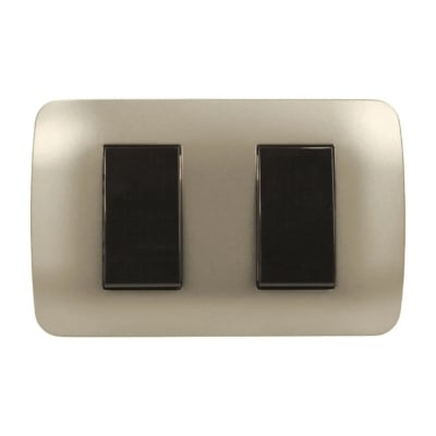 INTERRUPTOR CAFE/TITANIO ARMADO DOBLE LEXO