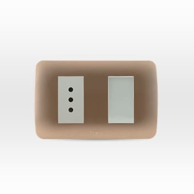 INTERRUPTOR-TOMACORRIENTE BEIGE/TITANIO ARMADO LEXO
