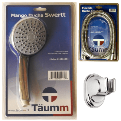 Kit Ducha Challa Manguera Flexible, Soporte Taumm