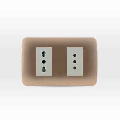 Tomacorriente Doble Beige/Titanio Lexo