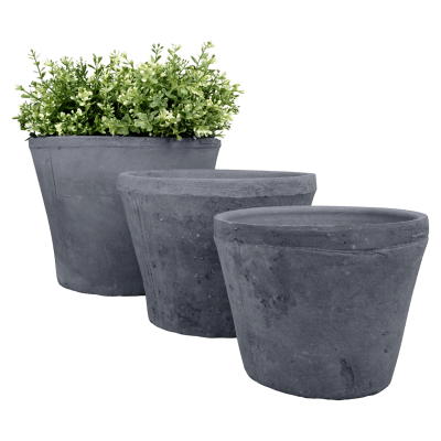 MACETERO GREDA REDONDO GORDO GRIS