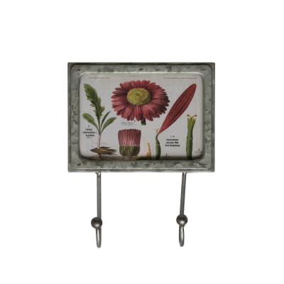 Percha con cartel de flores