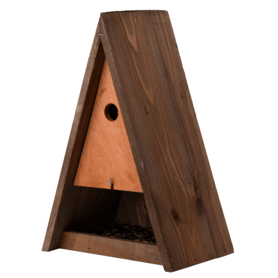 CASA PÁJARO TRIANGULAR COMEDERO