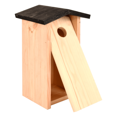 CASA PAJARO TECHO NEGRO PUERTA BISAGRA
