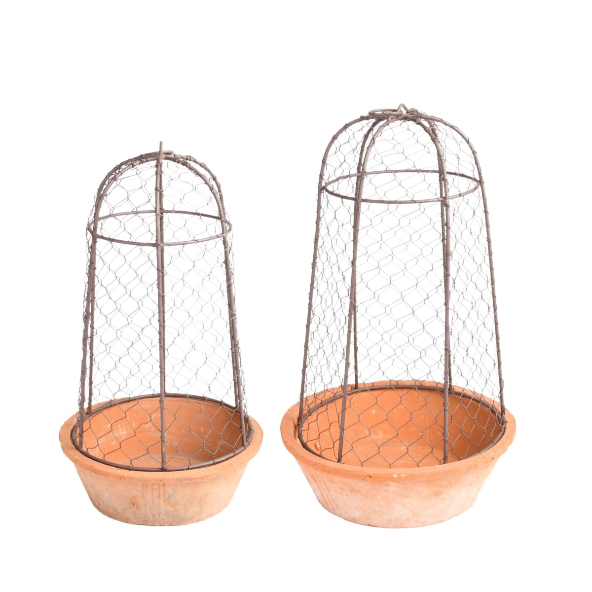 Macetero greda con campana metálica1