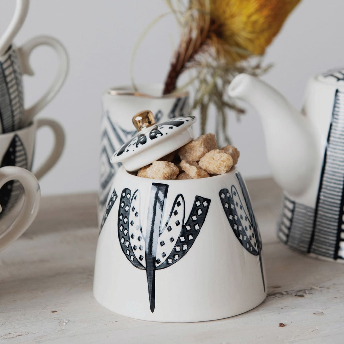 Azucarero diseño blanco y negro2