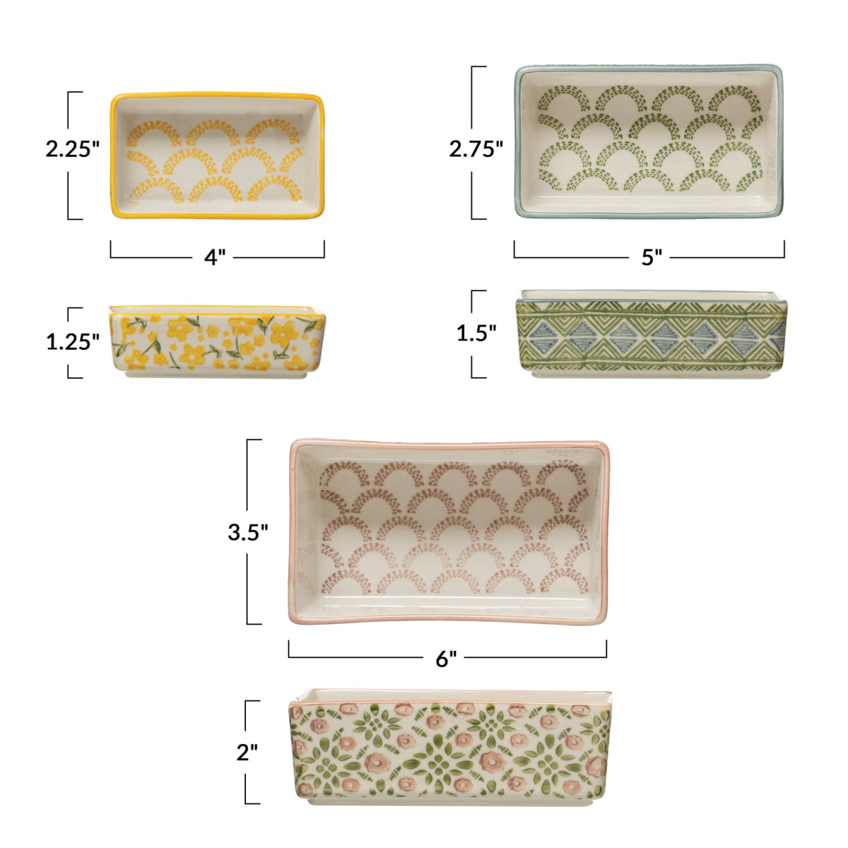 Pote rectangular cerámica colores 5
