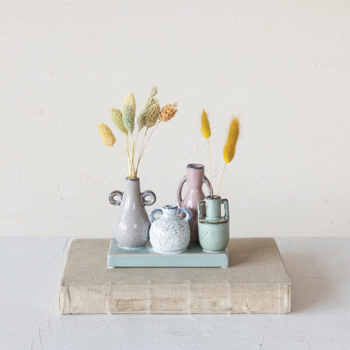 SET FLOREROS DE CERAMICA EN BASE2
