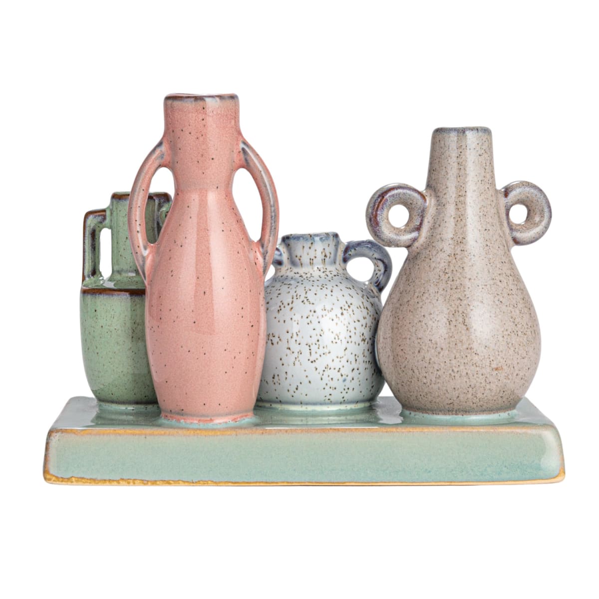 SET FLOREROS DE CERAMICA EN BASE4