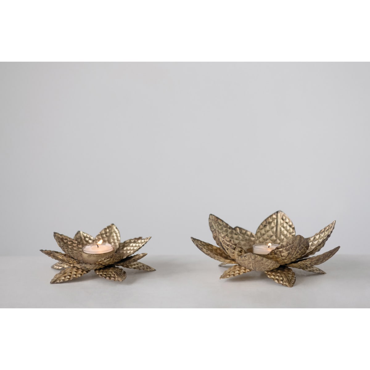 Porta vela hojas dorado1