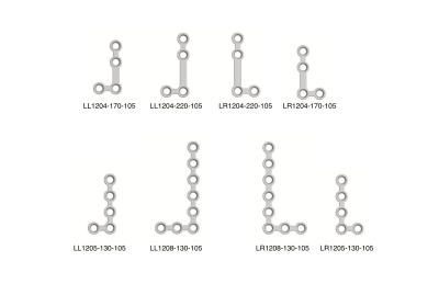 Placa en L, 1.2, izq. 5 orif.