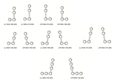 Placa en L 100° 1.5, 4 orif. Izq.