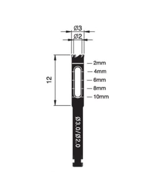 TREPHINE BUR 3.0/2.0 MM, 11.5 MM LONG