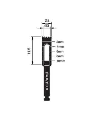 TREPHINE BUR 4.0/3.0 MM, 11.5 MM LONG