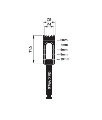 TREPHINE BUR 5.0/4.0 MM, 11.5 MM LONG