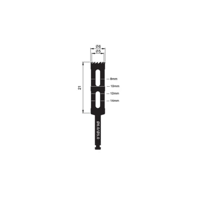 TREPHINE BUR 6.0/5.0 MM 21MM LONG IMPLANT REM